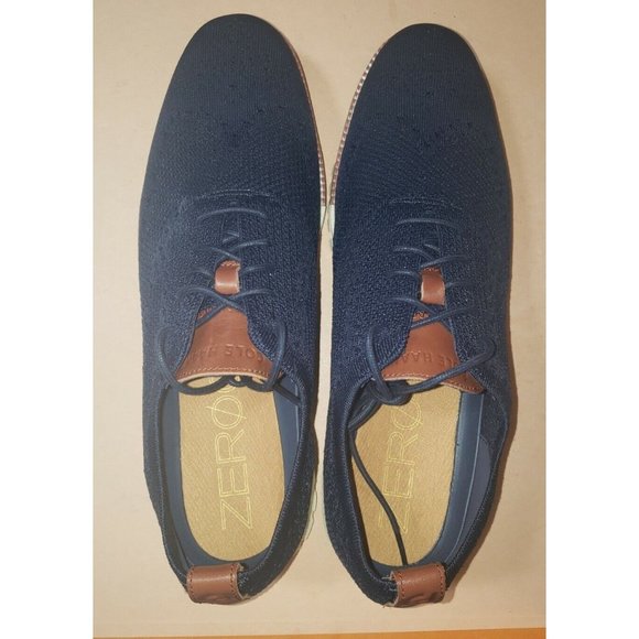 COLE HAAN ZEROGRAND WINGTIP NAVY BLUE OXFORDS KNIT MEN'S Sizes 9 & 13 New - Picture 10 of 14